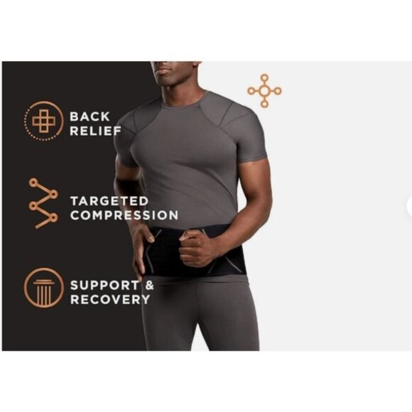 Tommie Copper Adjustable Back Brace L/XL Black Nylon Spandex Unisex New in Bag - Picture 2 of 8